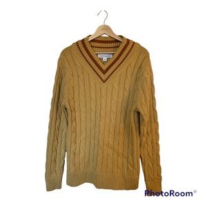 Amazon Essentials Men's V-Neck Cable Sweater - Tan - S - NWOT